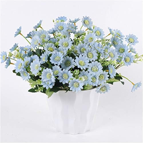 VICASKY Díszek 2db Háztartási Szimulált Virág Mesterséges Selyem Virág 6 Villák Milan Krizantém Fotó Kellék Otthon (Kék)