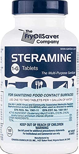 Steramine Kvaterner Sanitizing Tabletta & QR5 Quat tesztcsíkok | Higiénikussá élelmiszerrel érintkező Felületek | Teszt a Sanitizing