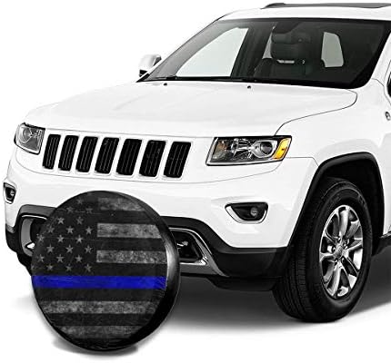 INYANIDI Pótkerék Borító Vékony Kék Vonal Amerikai Zászló Egyetemes Fényvédő Ivóvíz Poliészter Korrózió Védelem Kerék Kiterjed a Jeep RV SUV