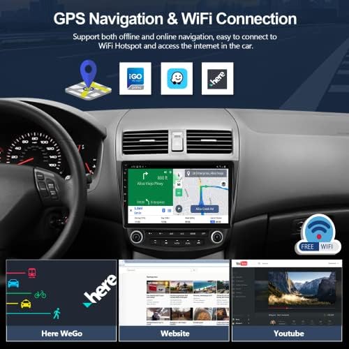 Autó Sztereó Rádió Honda Accord 2003-2007, 10.1 érintőképernyő-Dash GPS Navigáció, Vezeték nélküli Apple Carplay Android Auto Rádió,