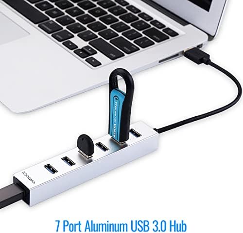 USB Hub 7 Port USB Bővítő, ADOOMA Többportos USB 3.0 Asztal Adatok Hub Bővítő Adapter-PC-Laptop PS5 Alumínium Szürke