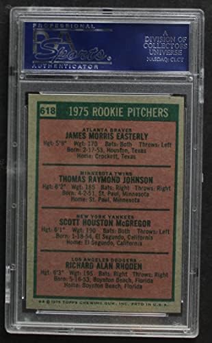 1975 Topps 618 Újonc Kancsók Scott McGregor/Rick Rhoden/Jamie-Keleti/Tom Johnson Bátrabbak/Ikrek/Yankees/Dodgers (Baseball Kártya) PSA a