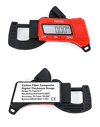 QWORK Vastagság Mérő Mérési Eszköz, 0-12 mm (0.5) Digitális Vastagság Tolómérő Mikrométer, Piros