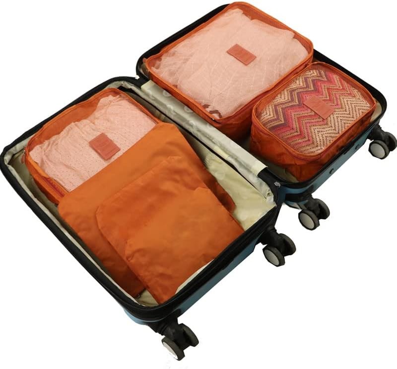 Utazási tároló 6-darab poggyász, valamint a ruházat vízálló válogatás táska tároló táska 6-darabos készlet (Narancssárga)