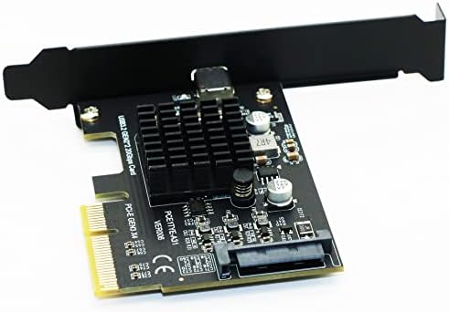Sintech PCIe 4X USB 3.2 Gen2x2 (20 Gbps) Adapter Kártya,USB C-Típusú PCI Express Gen3 x4 Lane Fogadó Lap(Vezérlő Chipset ASM3242)