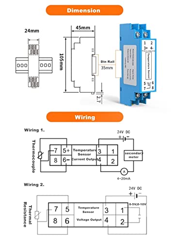 Hőmérséklet-Érzékelő Jelátalakító Adó Transzformátor PT 100 Kimenet 0-5V DC Bemeneti 0-350℃ Fok Celsius