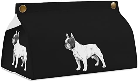 Fehér francia Bulldog Szövet Borító PU Bőr Szövet Doboz Jogosultja Téglalap alakú Arc Szövet Esetben Papír Szervező