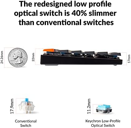 Keychron K5 SE Hot-swap Ultra-Slim Bluetooth Vezeték nélküli/Vezetékes USB Mechanikus Billentyűzet Alacsony Profilú Optikai Piros Kapcsoló,