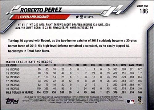 2020 Topps 186 Roberto Perez NM-MT Indiánok