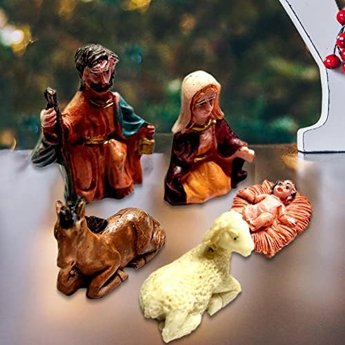 FAKEME 5X Jézus Szobor, Karácsonyi Díszek, Betlehem, Jászol Figurák Készlet