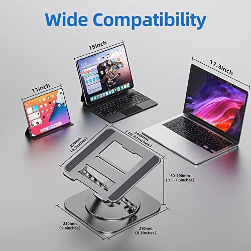 MCHOSE Laptop Állvány, Állítható Számítógép Állvány, Ergonomikus Laptop Kelő, 360° Forgó Alap, Notebook Állvány Kompatibilis Minden 10-17 Laptopok,