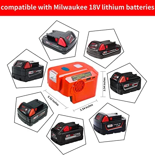 200W Portable Power Inverter Kompatibilis Milwaukee 18V Lítium Elem,a HÁLÓZATI Aljzatból, USB/C-Típusú, 200LM LED, 18V DC, hogy 120V AC Eszköz