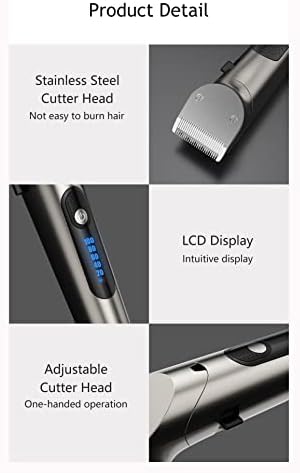 IRDFWH Haj Clipper Szakmai Elektromos Trimmer LED Képernyő Mosható Újratölthető Férfiak Erős Acél Vágó Fej (Szín : C)