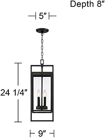 Possini Euro Design Jericho Modern Ipari Kültéri Lógó Lámpa 4-Light Lámpatest, Mintás Fekete Fém 24 1/4 Tiszta Üveg Panel Külső Ház Tornácos