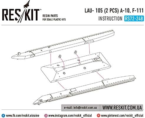 Reskit RS72-0248 - 1/72 LAU-105 Kettős Sín Adapter (2 DB) EGY 10-Es Skálán Modell