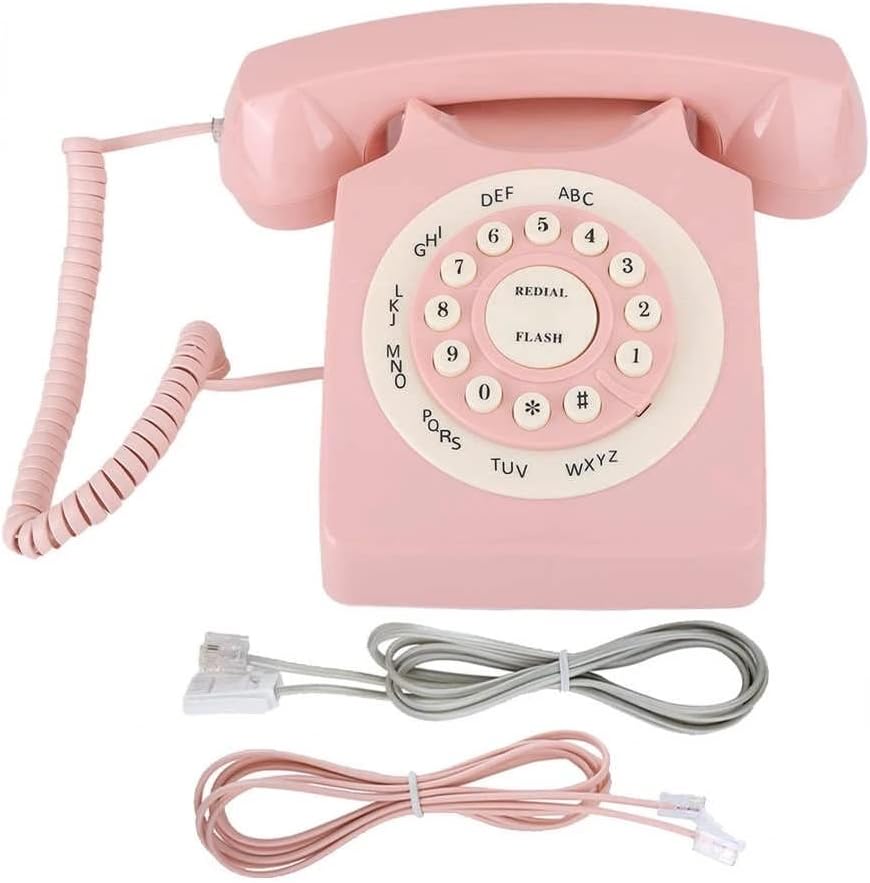 KJHD Vintage Hívás Minőségű Vezetékes Telefon, Otthoni Iroda Rózsaszín Euro Telefon Vezetékes Telefon Asztal