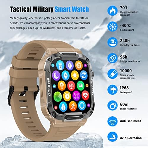 Katonai Okos Karóra Férfiaknak, 1.85 Szabadtéri Taktikai Smart Óra Bluetooth Hívás (Válasz/Hívásokat), IP68 Vízálló Smartwatch iPhone,