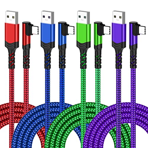 Agtray USB-C Kábel 10Ft, 4-Pack Hosszú Fonott USB a-USB c Kábel 90 Fokos Csatlakozó Típus C gyorstöltés Kábel derékszögű Kábel Kompatibilis