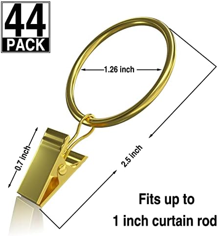Lansian 44 Pack Függöny Gyűrűk Klipek 1.26 hüvelyk Arany Függönyök Függöny Gyűrűk, a Zuhany Feszültség Rod Gyűrűk Horgok Függöny