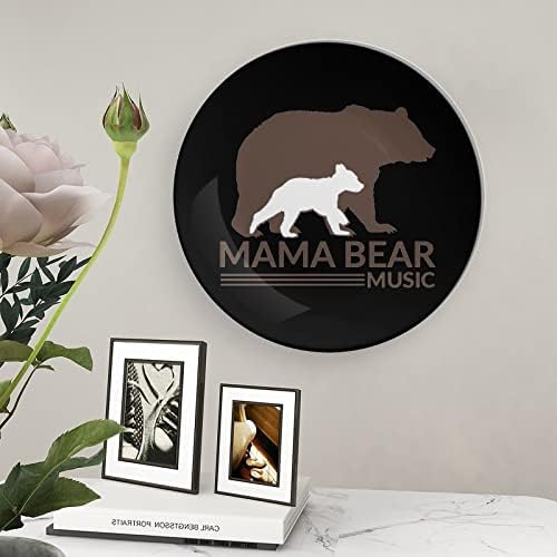 Mama Medve Zene porcelán Díszítő Tányér, Kerámia lapok Kézműves Display Állvány Home Office Fali Dekoráció