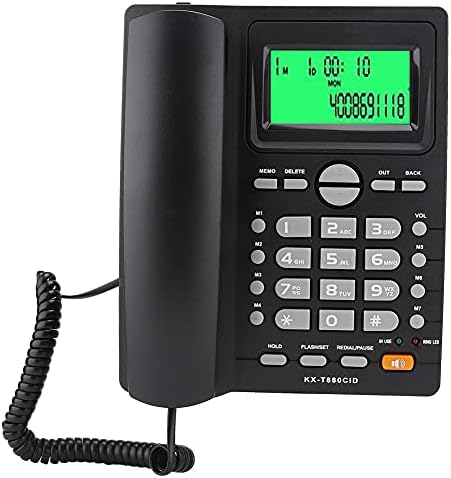 A ház Telefonok Telefon Abs Kx T880C Hívófél-Azonosító Kijelzés Vezetékes Telefon, Nincs Akkumulátor Némítás Funkció a Home Office(Fekete)