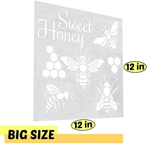 Nagy Méh Honeycomb Stencil 12x12Inch - Újrafelhasználható Mylar Méh Sablon Festmény Kaptár,Fal,Fa, Szövet, Bútor - Újrafelhasználható DIY