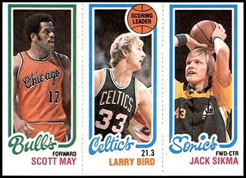 1980 Topps 47/30 / 232 Scott Május/Larry Bird/Jack Sikma (Kosárlabda Kártya) EX/MT