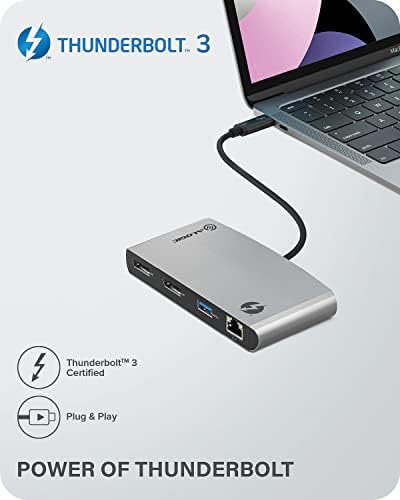 ALOGIC Thunderbolt 3 Dock, DisplayPort-Dual 4K@60 hz-re, USB-A, Gigabit Ethernet, Kompatibilis a MacBook Air/Pro, Dell XPS Több