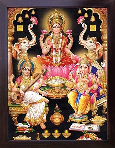 Kézműves Bolt Lakshmi a Ganesha pedig Saraswati Éjszaka Nézet, Posztert, Festményt Keret, Kell a Home/Office/Dekor Célra