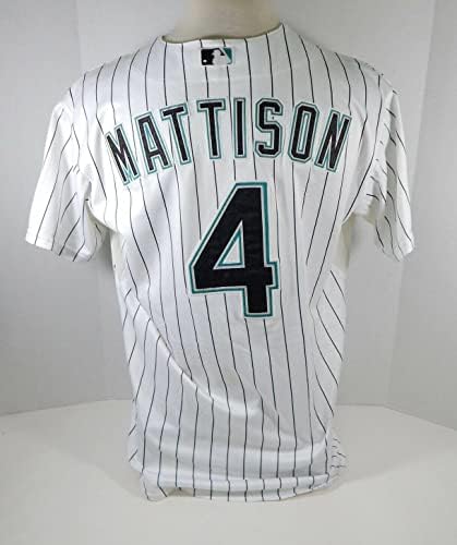2011 Florida Marlins Kevin Mattison 4 Játék Kiadott Fehér Jersey AFL DP07225 - Játék Használt MLB Mezek