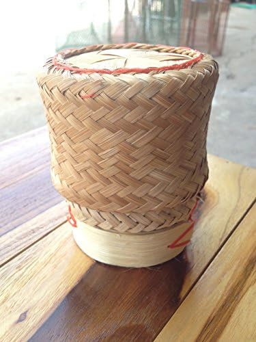 Thai-Lao Kézzel Készített Ragadós Rizs Konténer, Kis Bambusz Z Kosarak, Természetes