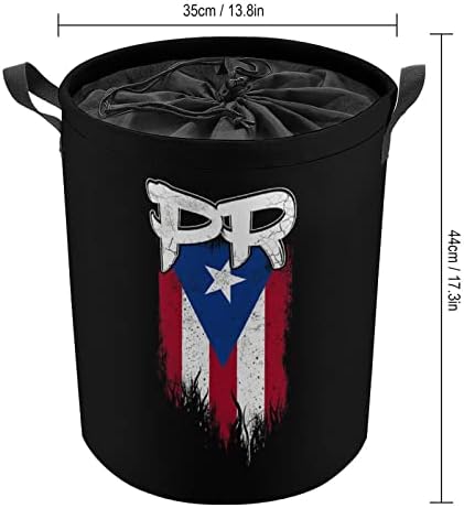 Puerto Rico PR Zászló 42L Kerek Szennyes Kosár Összecsukható Ruhát Akadályozza a Tetején Összehúzható