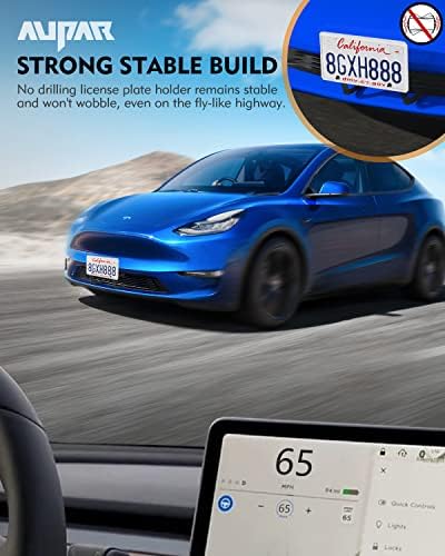 Alumínium Bejárati Rendszám Jogosultja Kompatibilis 2020-2023 Tesla Model Y, Nincs Fúrás Előtt Rendszámtábla Keret w/ 2 szabadon Választható
