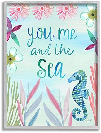 Stupell Iparágak Te, Én & Sea Román Tengerparton Szerető Óceán Élet Kifejezés Keretes Wall Art, Design By Katie Doucette-T
