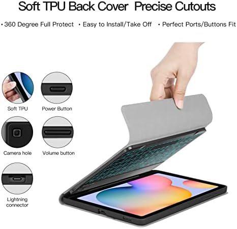 PIMOFEE Háttérvilágítású Billentyűzet tok Samsung Galaxy Tab S6 Lite 10.4 2022/2020,Smart Tablet tok Galaxy Tab S6 Lite SM-P610/P615/P615/P619