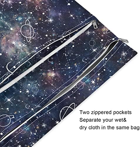 ZZXXB Galaxy Star Csillagkép Vízálló Nedves Újrafelhasználható Táska ruha Pelenka Nedves-Száraz Táska Cipzáras Zseb Utazási Beach