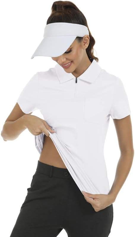 Női Rövid Ujjú Polo Golf Pólók Ruházati Gyors Száraz, Sportos Ing, Tenisz Sport Maximum a Zip Pocket