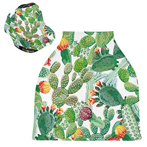 YYZZH Kaktusz Minta Akvarell Egzotikus Kaktuszok Virágos Rugalmas Baba autósülés Fedezi a Csecsemő Lombkorona Ápolási Kiterjed a Szoptatás