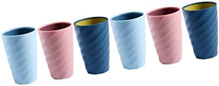 Cabilock 6 Csomag Fürdőszoba Kék+mély Fogkefe Gyűrűző Törhetetlen Kék+Rózsaszín Csésze Szájvíz Fény Home Dupla Műanyag Poharat Kupa