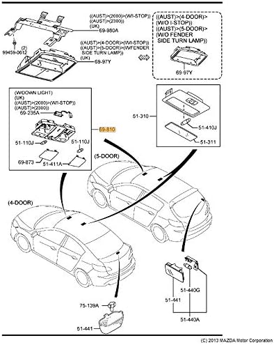 Mazda Új, Eredeti OEM 2010-2013 3 Felső Konzol Térkép Lámpa