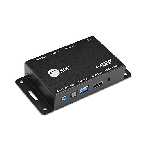 SIIG 4K-60Hz HDMI Audio Extractor, valamint Embedder YUV 4:4:4, 8 bit 18Gbps, HDMI 2.0, HDCP 2.2 HDR, Támogatja az Audio Kitermelés,