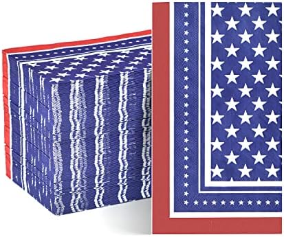 Horaldaily 100 Hazafias július 4-Eldobható Papír Dekoratív Vendég Szalvéták, Memorial Day Amerikai Zászló Design kéztörlő Party, Ebéd, Vacsora