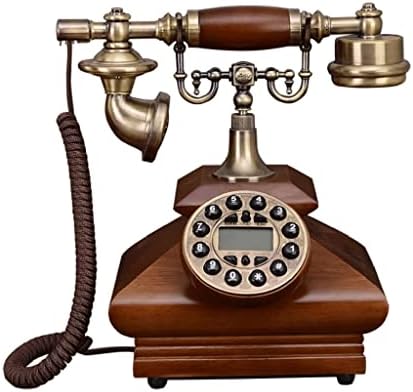 N/Antik Retro Telefon Tömör Fa Vezetékes Dekoráció, Gombot, Tárcsázza a Hívófél-AZONOSÍTÓ, Háttérvilágítású Kihangosító Hívás