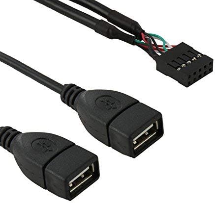 BLUEXIN 10 Tűs Alaplap Női Fejléc Dual USB 2.0 Női Adapter Kábel,1.64 ft/50cm