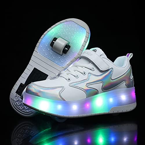 BFOEL Gyerekek Görkorcsolya Fény Cipő, Dupla Kerék Cipő LED USB Töltés Roller Cipők Lányok, Fiúk, Születésnap, Karácsony Napján a Legjobb