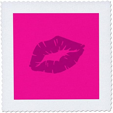 3dRose Gyönyörű, Játékos, Rózsaszín Rúzs Csók Elszigetelt - Paplan Négyzetek (qs_356869_9)