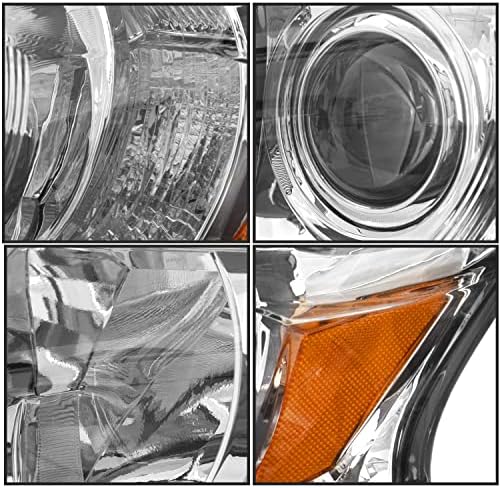 VehicleAid Fényszóró Szerelvény Kompatibilis 2010-2012 Lexus RX350 Fényszóró w/ Projektor Vezető, Utas, Oldal, Króm Ház & Amber Reflektor