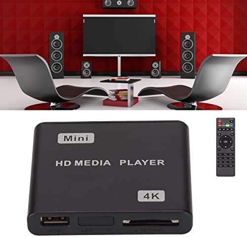 4K HD Média Lejátszó, Mini Full HD 1080P Digitális valós idejű médialejátszó a Távirányító LED Kijelző, támogatja a 720P RM / RMVB(1)