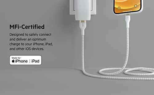 Belkin BoostCharge Flex Pro Fonott USB-A Típusú Villám Kábel (1M/3.3 FT), Mpi Hitelesített Töltő Kábel iPhone 14, 13, 12, 11, Pro, Max, Mini,