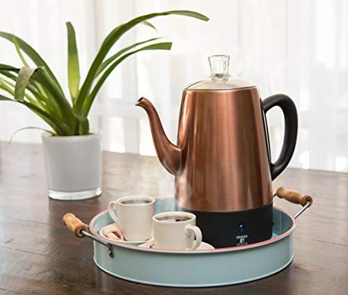 Moha & Stone-Elektromos Kávéfőző Réz Test, Rozsdamentes Acél Fedő Kávéfőző | Kávéfőző, Elektromos Pot - 10 Csésze -, Réz-Kemping